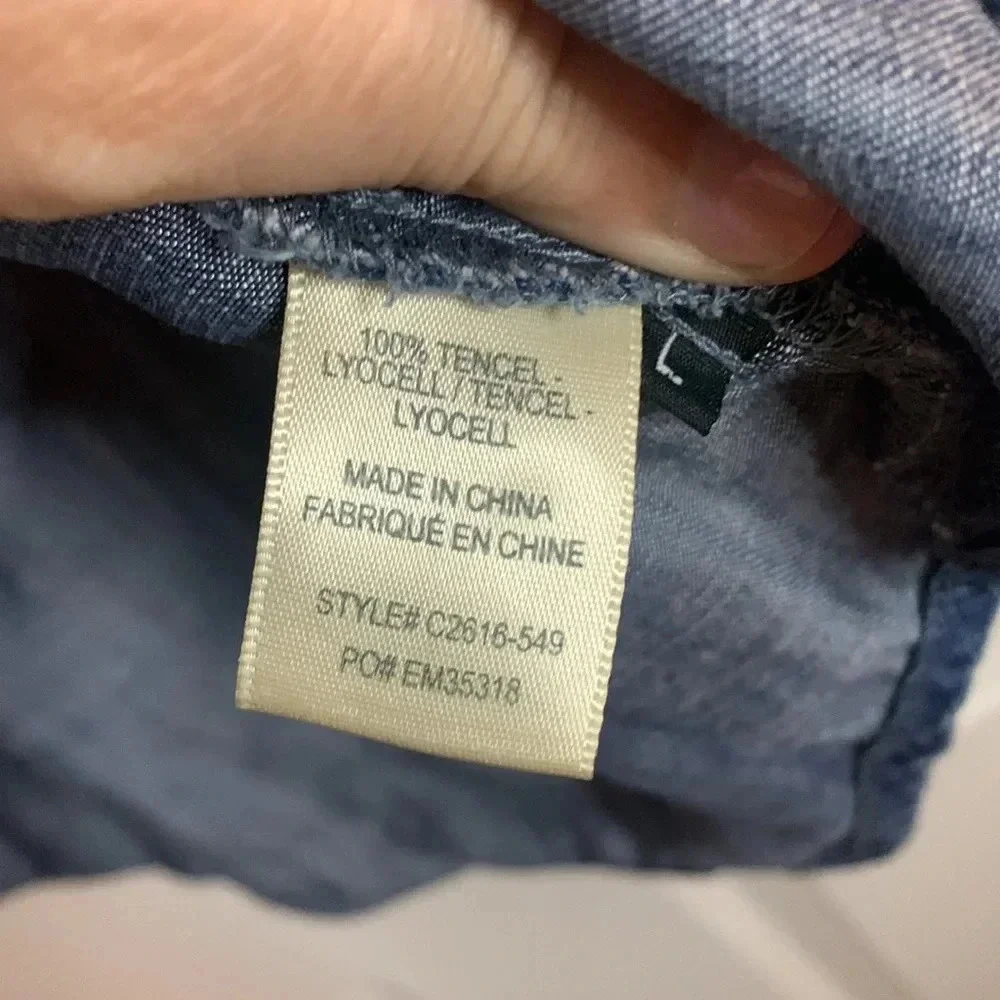 EUC BELLA DAHL womens blue sz large pullover denim shirt - Picture 6 of 12